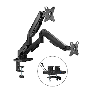 Suporte para 2 Monitores Articulado Com HUB Usb 17 a 32" Preto BLUECASE
