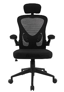 Cadeira Ergonômica Ergo Base Preta Tela Mash Reclinável Fortrek
