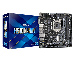 Placa Mãe ASROCK mATX H510M HDV K DDR4 LGA 1200 M.2 USB 3.0 HDMI