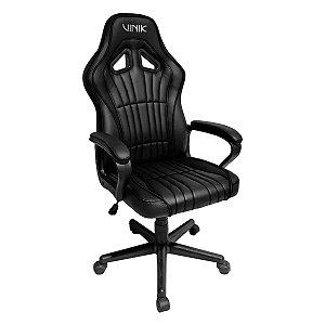 Cadeira Gamer Vinik Atlas, Preta, Acabamento em Courino, Base Nylon com Rodas PU, Suporta até 120kg,