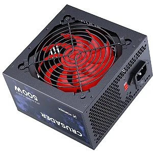 Fonte 500W Gamer ATX Fortrek Crusader Preta /bivolt/cooler 120mm/silenciosa/