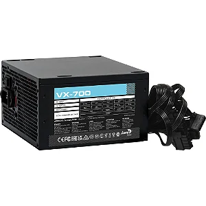 Fonte 700w Gamer ATX Aerocool VX-700 Bivolt/Ventilador 12cm/Cabos Fixos
