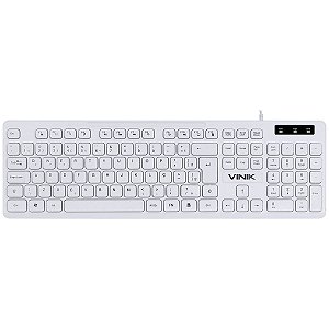 Teclado Multimídia Slim VINIK TCB200 /USB/Branco/Teclas Chocolate/Cabo 1.8m/