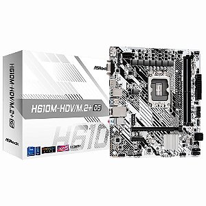 Placa Mae LGA1700  ASRock H610M-HDV/M.2 + D5 DDR5 Micro ATX HDMI/DP/VGA M.2/SATA Gigabit LAN