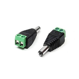 Conector Borne P4 Macho com Parafuso para Alimentação de Câmeras CFTV 12V - Plug 5mm x 2mm Sem Solda