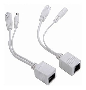 Kit Adaptador Injetor e Splitter PoE Passivo RJ45 10/100Mbps com Conector P4 5.5mm