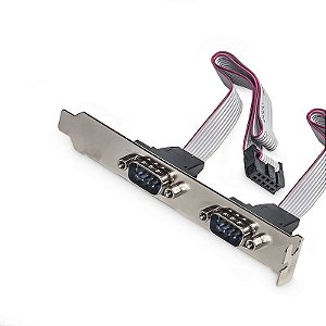 Espelho Rabicho Duplo Serial DB9 RS232 com Conector IDC 10 Pinos para Placa Mãe 30cm