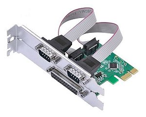Placa Controladora Knup KP-T105 PCI-e 1x com 2 Portas Serial RS232 1 Paralela IEEE 1284 Chipset WCH CH382L