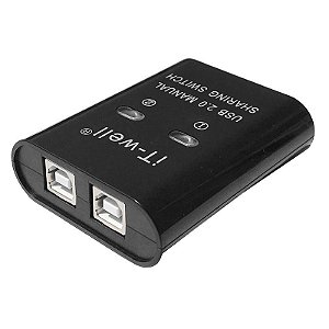 Switch Compartilhador USB 2.0 Manual 2 Portas para Impressora Teclado Mouse Scanner