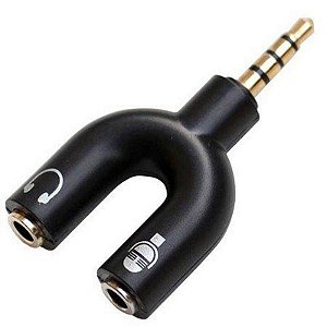 Adaptador Y P2 para P3 Knup KP-HM005 para Headset com Microfone 2x P2 Fêmea para 1x P3 Macho 3.5mm