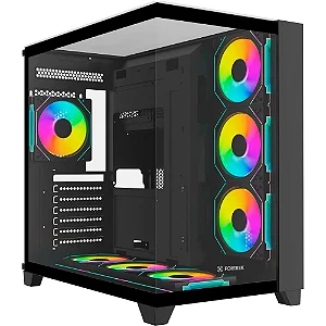 Gabinete Gamer FORTREK Clarity Full Mid-Tower ATX Vidro Temperado Aquário Preto