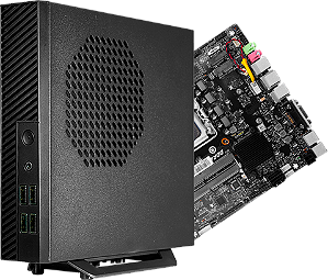 Kit Gabinete KMEX Nano PC HS-02B2 com Placa-Mãe LGA1200 Z490 DDR4 Notebook M.2 NVMe Fonte 90W