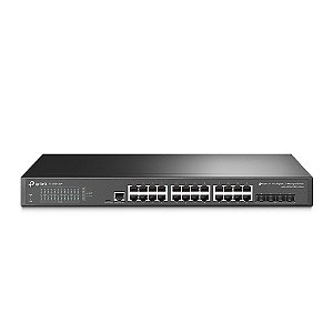 Switch TP-Link TL-SG3428X 24 Portas Gigabit 4 SFP+ 10G L2+ Gerenciável Rack 128Gbps Fanless