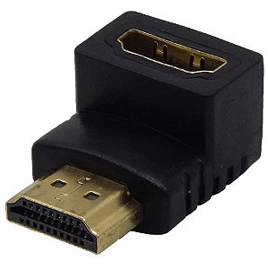 Adaptador HDMI Fêmea x HDMI Macho 90° Graus
