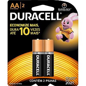 Pilha Duracell Alcalina MN1500B2 AA 2 Unidades