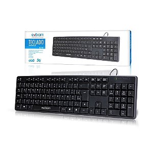 Teclado USB Standard ABNT 2 Preto BK-103 Exbom