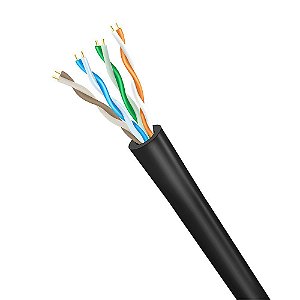 Cabo de Rede Preto CAT5E Telecam 100% Cobre Dupla Capa Homologado (1 Metro)