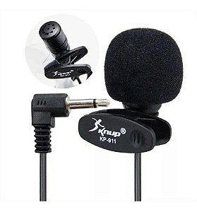 Microfone de Lapela P2 Mono Profissional c/Presilha Espuma KP-911 Knup
