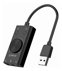 Adaptador Placa de Áudio USB 3 EM 1 c/Amplificador Orico