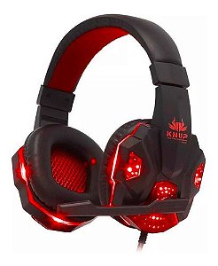 Headset Pro Gaming Gears c/LED Vermelho PC PS4 XBOX Celular KP-397 Knup