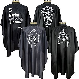 Capa De Corte Estampada Cabeleireiro Barbearia Kit Com 4