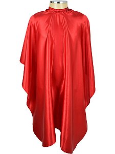Capa de Corte para Barbeiro Cabeleireiro Cetim Vermelho