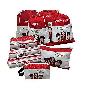 ORGANIZADOR DE MALA INFANTIL MENINA PERSONALIZADO - KIT 9 PEÇAS