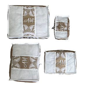 Kit Organizador de Mala Premium Personalizado – 4 Cubos com Visor de Tela | Packing Cubes para Viagem