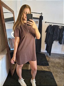 Vestido camisetão algodão marrom