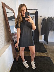 Vestido camisetão algodão preto
