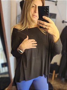 Blusa morcego Stella no viscolycra na cor preto