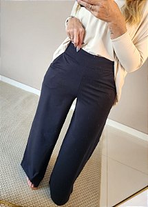 Calça pantalona de viscose c elastano preto