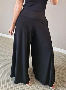 Calça mega pantalona malha ity na cor preta