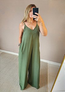 Macacão pantalona viscolinho verde