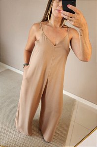 Macacão pantalona viscolinho nude