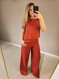 Regata viscose com elastano na cor terra