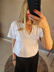 Camiseta em algodão Dani c/ bolso Branco