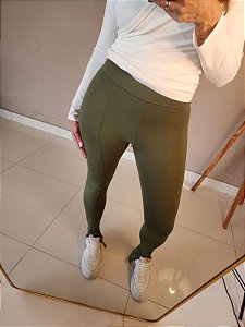 Calça lipo c ziper tratorado com costura verde