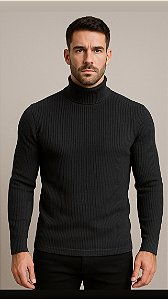 Blusa Gola Alta em Tricô – Preta e Terracota