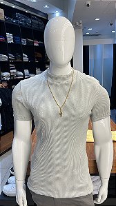 Camisa Masculina Gola Média em Malha Canelada