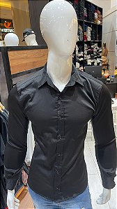 Camisa Slim Preta Fio 60 Acetinada