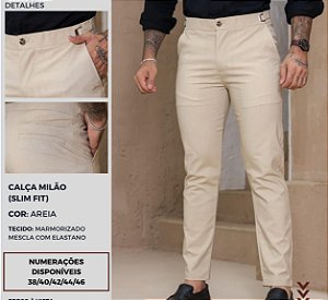 Calça Milão Slim Fit com Regulador Lateral – Tecido Premium