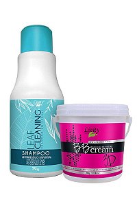 Kit Progressiva BB Cream 3D Capilar BTX Livity 200g + Shampoo Antirresíduo Leaf Cleaning Livity 250ml