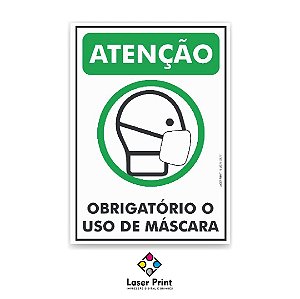 Placa PS -  Obrigatório uso de Máscara -  Cor Verde