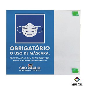Placa P.S - Obrigatório uso de Máscara - Estado de São Paulo