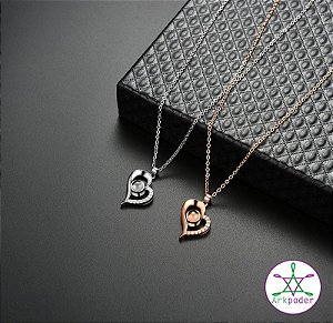 Colar projetor te amo 100 Idiomas estilizado