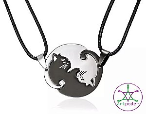 Colar duplo gatinho amor amizade