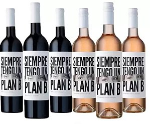 Caixa com 6 Plan B  - 3 Malbec - 3 Rose malbec pinot noir