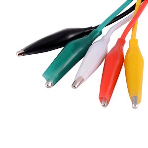 5 Garrinhas de jacarés com cabinho condutor elétrico - Kit Educação Maker