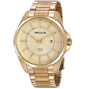 Relógio Masculino Seculus Long Life Dourado 20850GPSVDA3